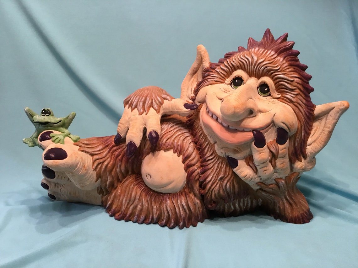 Troll garden art ceramic troll lazy troll handcrafted Etsy