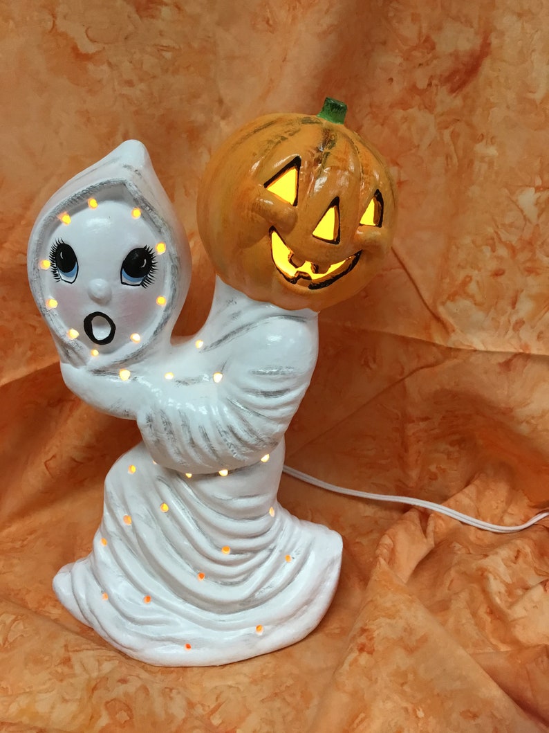 Ceramic Light Up Ghost
 Vintage Ghost Lighted Ghost Ceramic Lighted Ghost Ghost Etsy