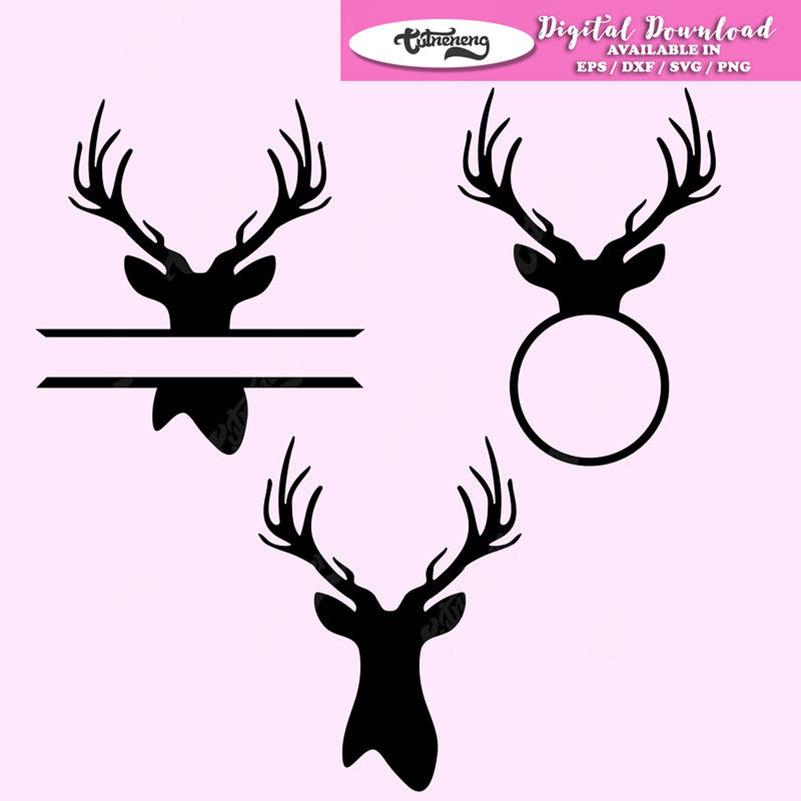 Deer SVG for Silhouette Cameo, Deer Monogram, Split Deer Svg, Eps, Dxf
