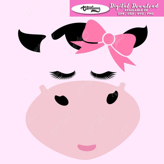 Download Cute little Cow with Ribbon SVG Cow vector file Cow SVG ...