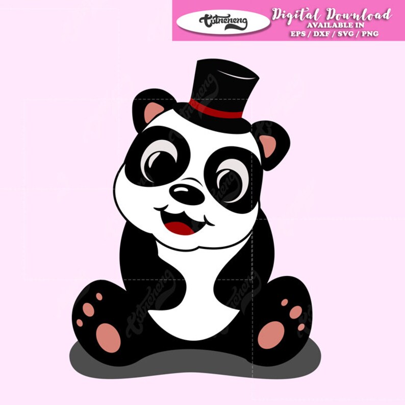 Download Stencils Templates Cut File Dxf Baby Panda Svg Cute Whole Body Little Panda On Hat Svg Eps Panda Vector File Instant Download Vinyl Cut File Craft Supplies Tools