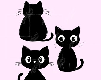 Mirada de gato negro svg Mirada de gato de Halloween svg png eps dxf para Cricut, Sihouette o máquina de corte Descarga digital de Halloween espeluznante