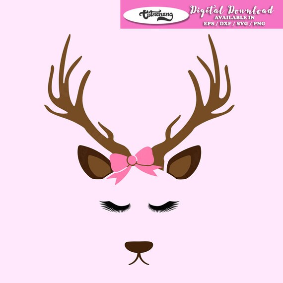 Download Cute little Deer with Ribbon SVG Deer vector file Deer SVG ...