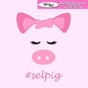 Cute little Pig with Ribbon SVG, PIG vector file, pig SVG for Silhouette Cameo, eps, dxf, cut file, vinyl cut file, instant download