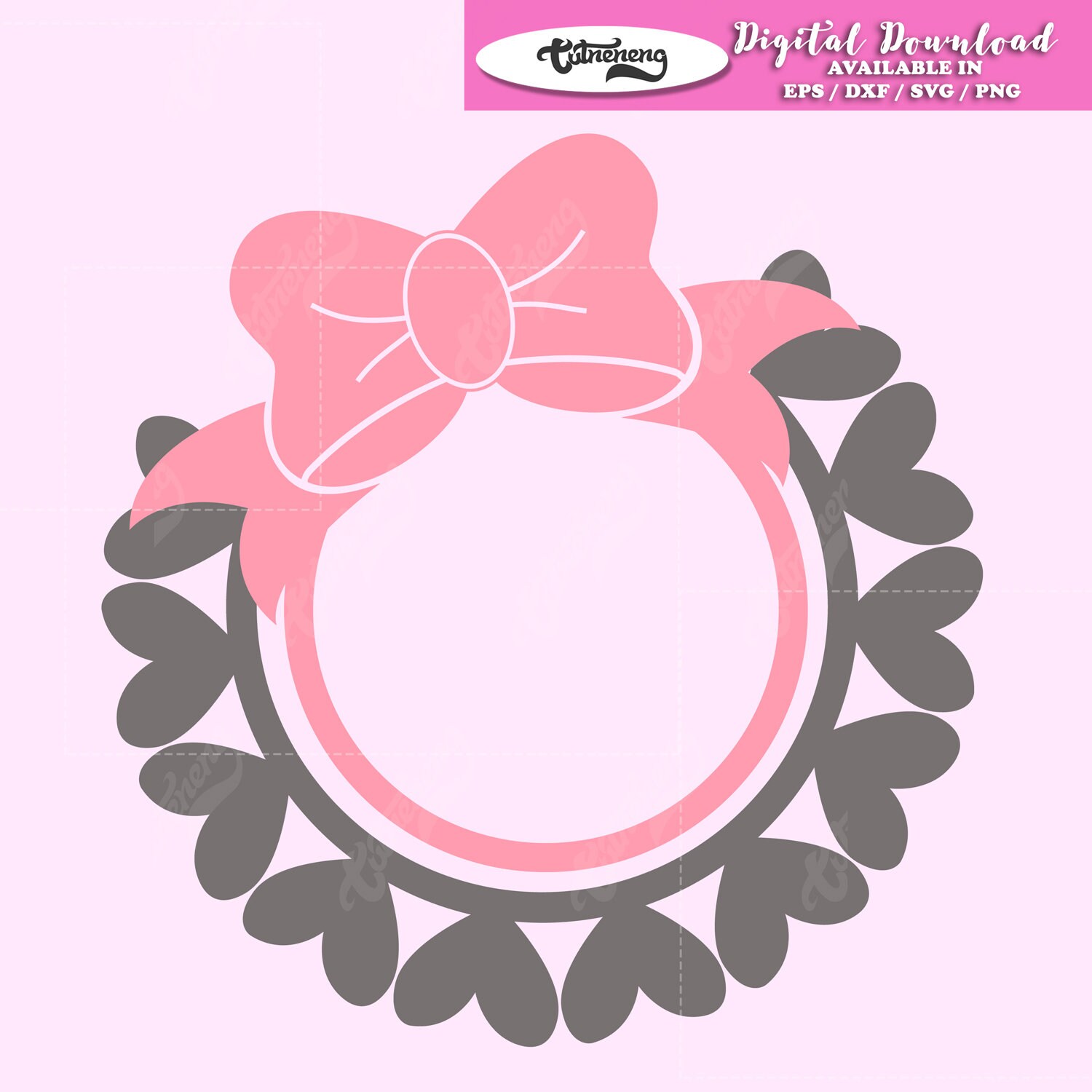 Download Bow Heart Ring Monogram Svg Pearl Monogram Svg Circle Etsy