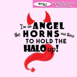 Cute Little DEVIL in disguised with horns and tail SVG, Devil SVG, Horns vector, Cut files, eps, dxf, vinyl cut file, instant download