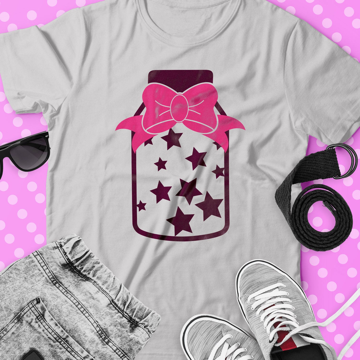 Mason Jar With Stars and Ribbon SVG Jar and Bow Svg Jar and Etsy