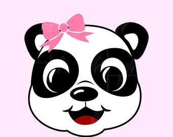 Cute little Panda with Ribbon SVG, Panda vector file, Baby Panda SVG, eps, dxf, cut file, vinyl cut file, instant download