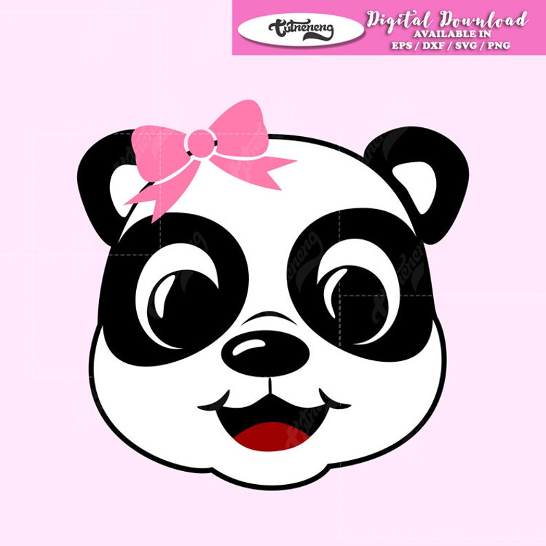 Download Craft Supplies Tools Visual Arts Dxf Eps Instant Download Baby Panda Svg Panda Vector File Cut File Vinyl Cut File Cute Little Panda With Ribbon Svg