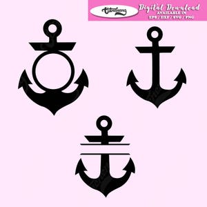 Anchor SVG for Silhouette Cameo, Anchor monogram, Split Anchor svg, eps, dxf, cut file, vinyl cut file, instant download, digital download