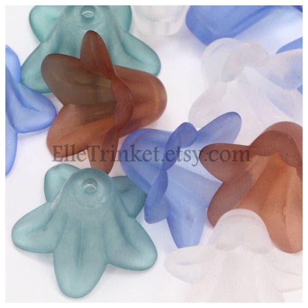 Lucite Flower Beads, 16pc, 18x12mm, Trumpet Lily Beads, Translucent Acrylic Flower Beads for Jewelry Making, Avail in 4 Colors or Mix Pack