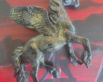 Black Unicorn Glitter Statue "Dark Waters" - Home Decor, Display, Dollhouse Miniature, Toy, Gothic, Dark Fantasy, Collectible