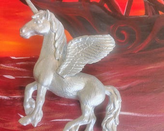 Silver Unicorn Glitter Statue "Silver Rain" - Home Decor, Display, Dollhouse Miniature, Toy, Gothic, Collectible, Dark Fantasy