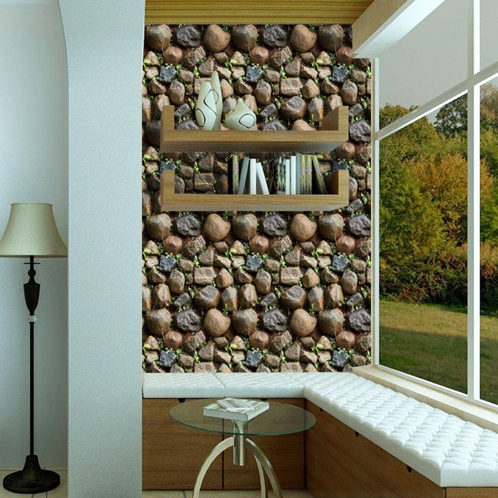 Stone Brick Wallpaper Stick on Selfadhesive Peel and Stick Etsy