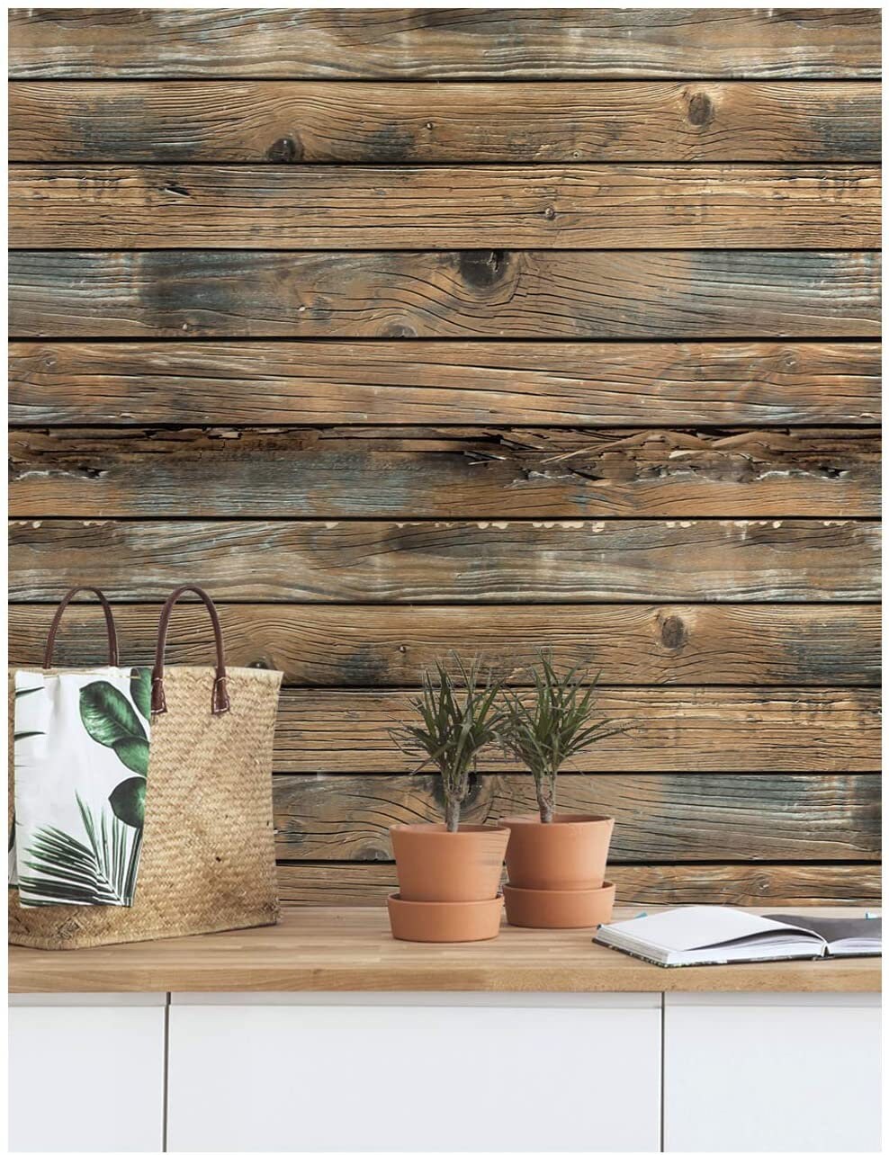 Self Adhesive Wall Paper Faux Wood Grain Peel and Stick Wood Wallpaper