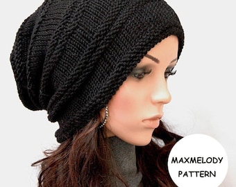 Instant Download Knitting Pattern - Oversized Slouchy Hat Pattern - Slouchy Beanie Knit Hat Pattern - Mens Hat Pattern Womens Hat Pattern