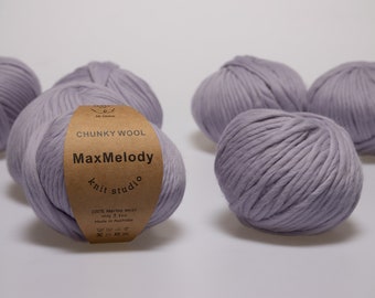 Super chunky bulky knitting yarn/ 200g Australian 100% Merino Wool yarn/ felted wool /Art Yarn for Weaving/ Roving yarn/ lilac  wool yarn
