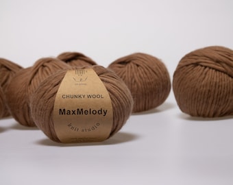 Super chunky bulky knitting yarn/ 200g Australian 100% Merino Wool yarn/ felted wool /Art Yarn for Weaving/ Roving yarn/ Caramel