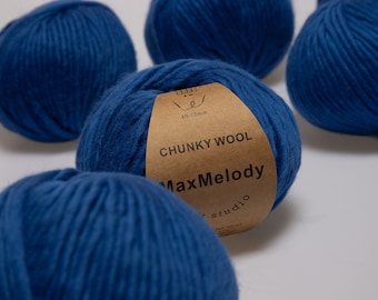 Super chunky bulky knitting yarn/ 200g Australian 100% Merino Wool yarn/ felted wool /Art Yarn for Weaving/ Roving yarn/ Blue