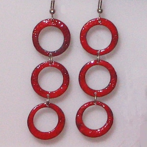 Red Enameled Dangle Earrings