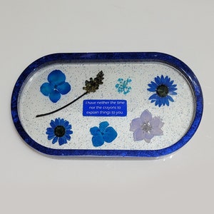New!  Floral Snark Blue Decorative Trinket Tray - I have neither the time nor the crayons to explain things to you.