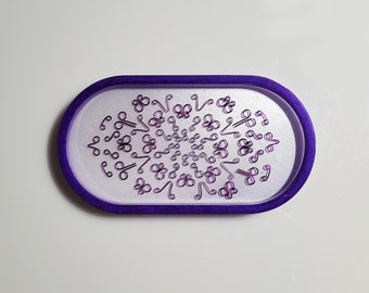 Oval Purple Decorative Wire Filigree Trinket Tray