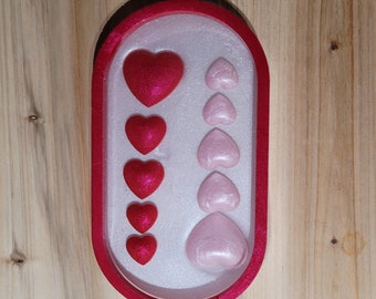 Oval Red and Pink Heart Decorative Trinket Tray