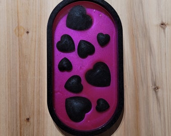 Oval Black Heart Decorative Trinket Tray