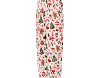 Christmas Pajama Pants for Women, Pink Coquette Holiday Pajamas, Matching Christmas PJs, Gingerbread Candy Cane Lounge Pants
