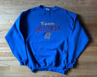 Vintage 90s Kansas Jayhawks Crewneck Sweatshirt Size Large