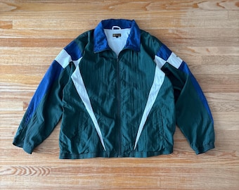 Vintage 90s Dremar Green and Blue windbreaker jacket Size XL