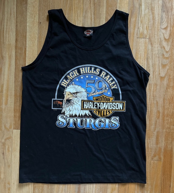 Vintage 90s Sturgis Black Hills Rally Harley Davidson Eagle Tank