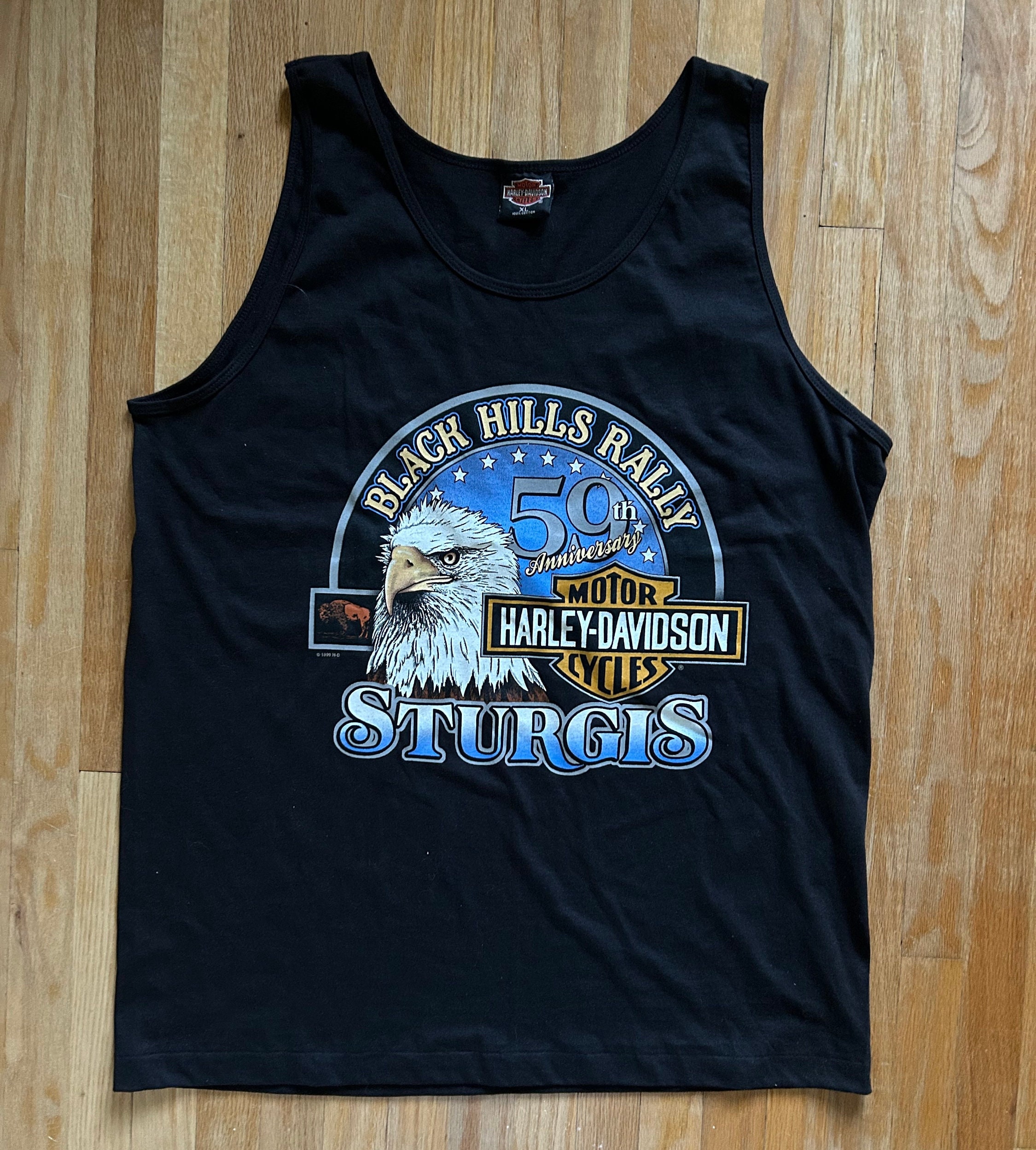 Vintage 90s Sturgis Black Hills Rally Harley Davidson Eagle Tank