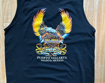 Harley Davidson Motorcycles Tank Top Sleeveless Biker Eagle Mexico Size Large