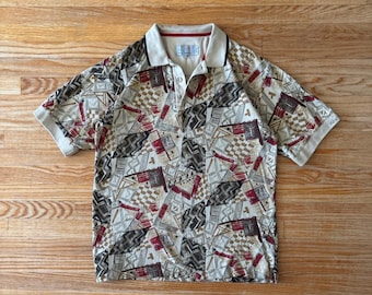 Vintage 90s all over print golf polo shirt Size Small/ Medium