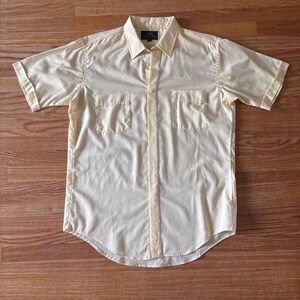 Vintage Pastel Butter Yellow Button down Shirt Sears Canada Size Large