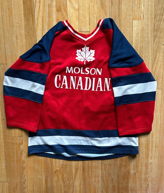 Vintage Molson Canadian Beer Hockey Jersey Fleece 