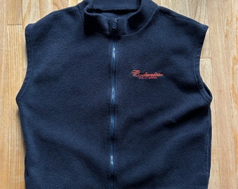 Budweiser Beer Fleece Vest Size XL navy blue with embroidery