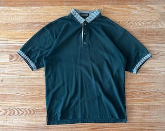 Vintage donkergroen golfpolo-T-shirt uit de jaren 90 met pied-de-poulekraag Maat Medium/Large