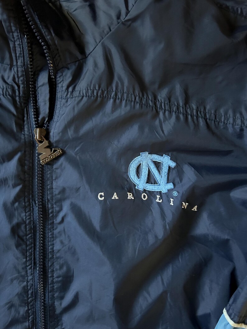 Vintage 90s Starter Windbreaker Nylon Jacket University of North Carolina Tar Heels Size XL *hole on bottom back* image 7