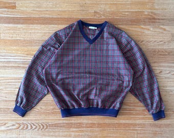 Vintage karierte Golf Pullover Windjacke Größe Medium