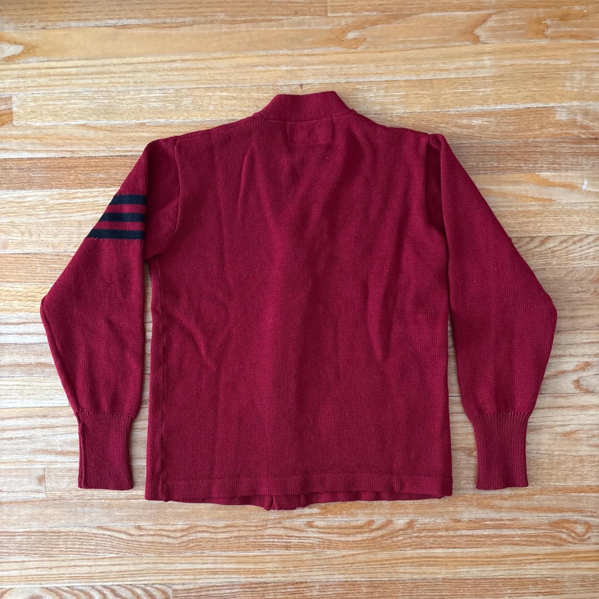 Vintage 50s / 60s Varsity Stripe Wool Cardigan Sweater Size Medium