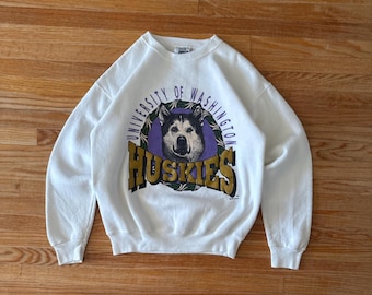 Vintage jaren 90 University of Washington Huskies-sweater gemaakt in de VS, maat Large