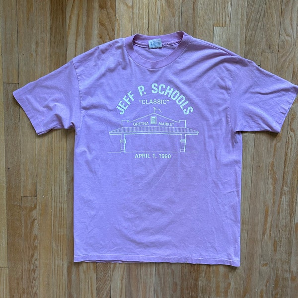 Vintage single stitch 1990s Gretna Manitoba t shirt Made in USA lavender lilac size XL