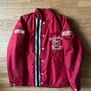 Vintage 70s Hockey Quilted Jacket Racing stripe Size 38 (Medium)