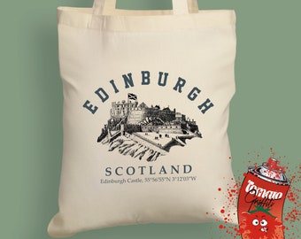 Edinburgh Castle in 1797 and geographical coordinates, Tote bag