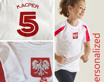 Poland, Personalized Sport Tee with the Emblem of Poland, Polish Eagle, Polska koszulka z Godłem Polski