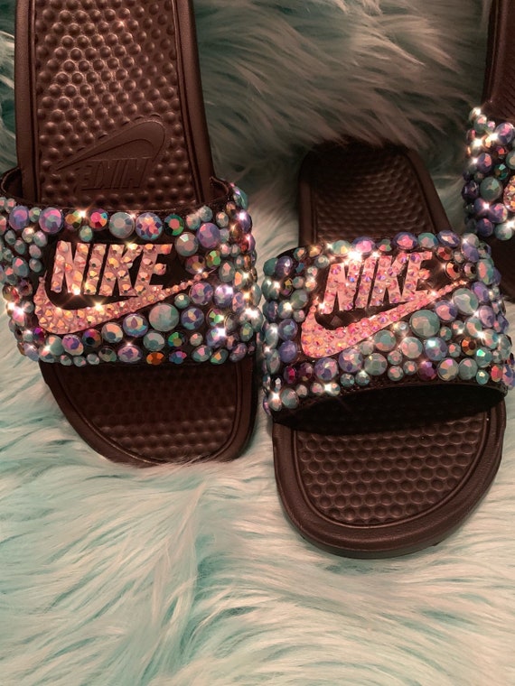 nike bedazzled slides