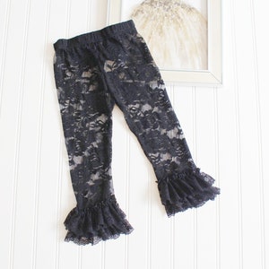 Black lace leggings...toddler girl leggings...ruffled leggings..Lace leggings