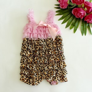 Leopard print romper...baby girl romper.